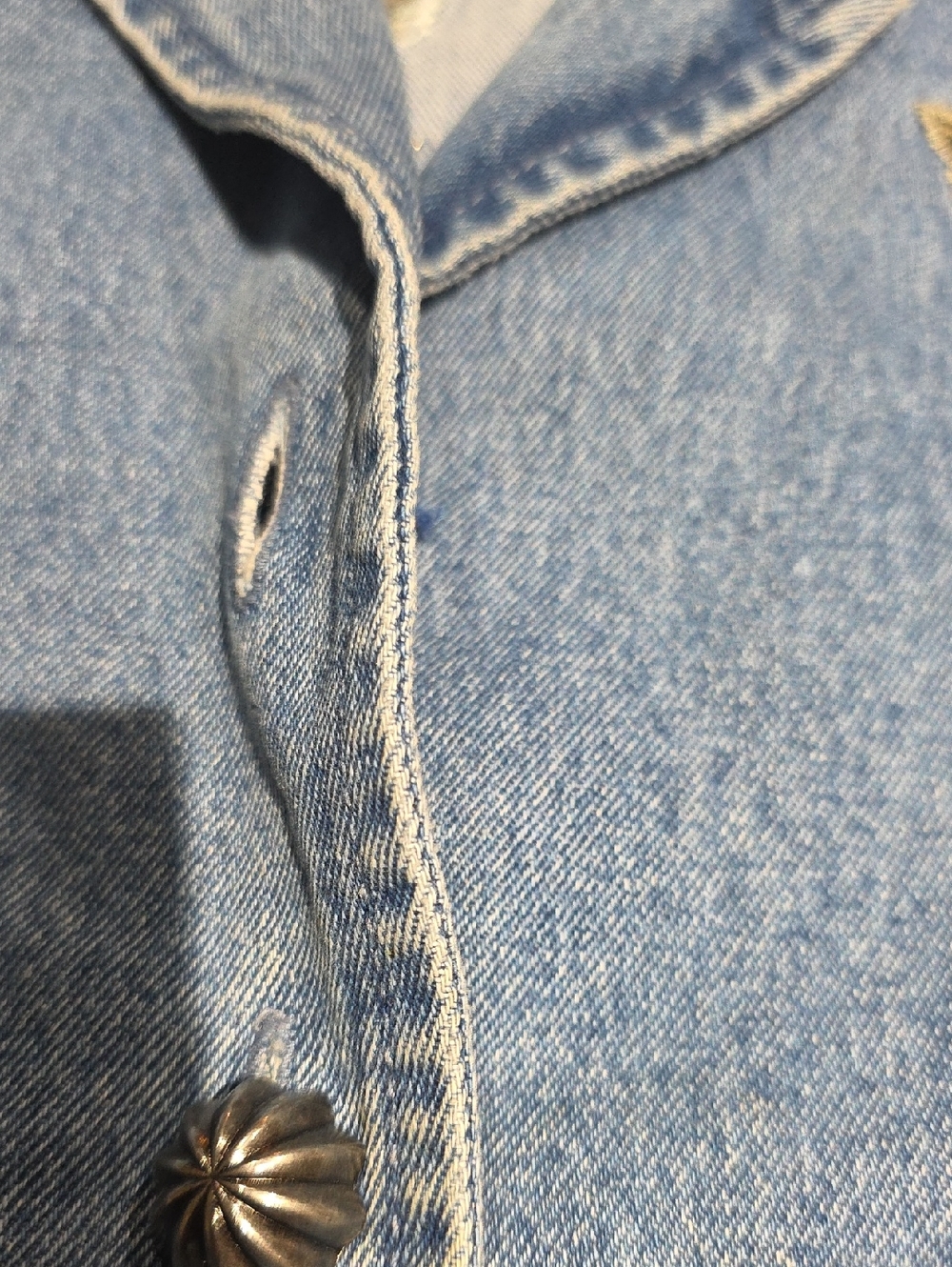 Christopher & Banks Y2k Blue Denim Embroidered Floral Jacket Size L - Picture 10 of 11